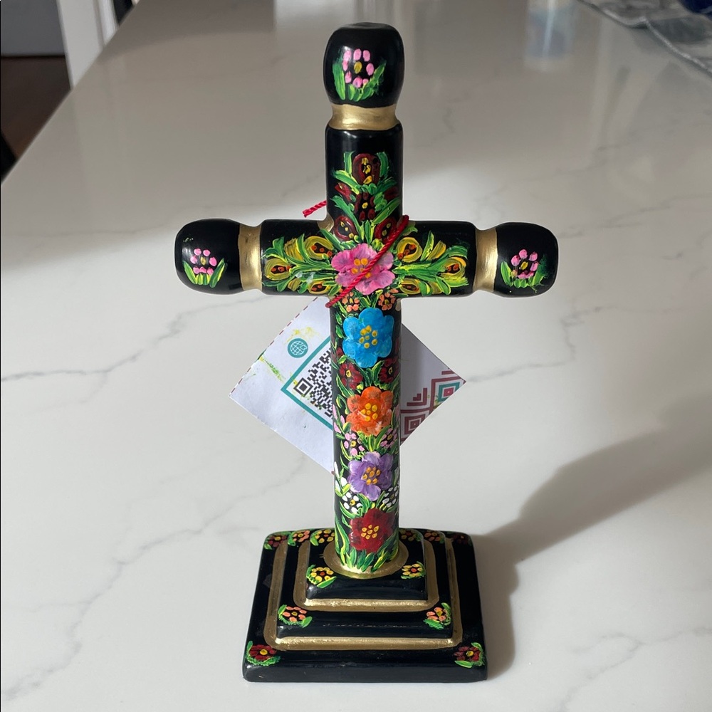 Hand painted Chiapas Mexican cross.